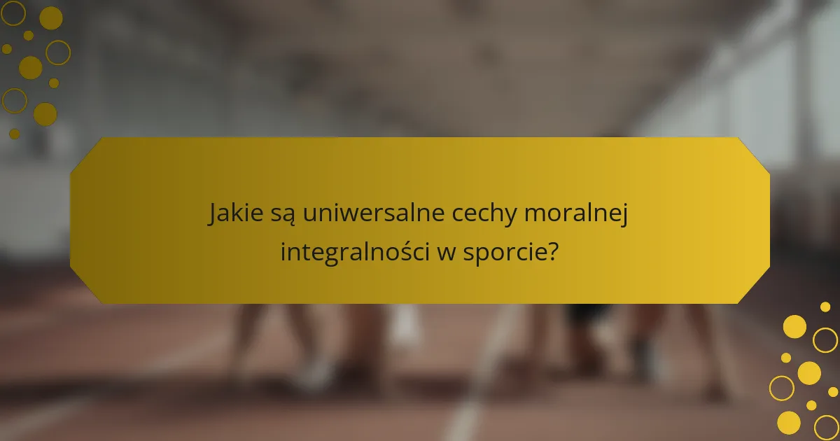 Jakie są uniwersalne cechy moralnej integralności w sporcie?